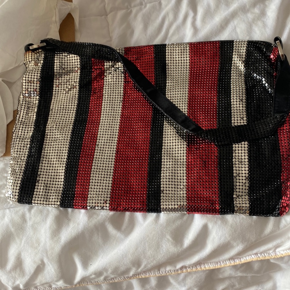 BNWOT silver, black and red sequins purse